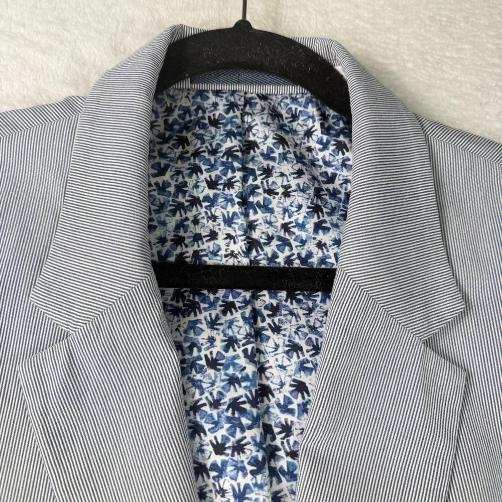 ROBERT GRAHAM Blazer 44R Classic SEERSUCKER Men Lightweight Striped 100% Cotton